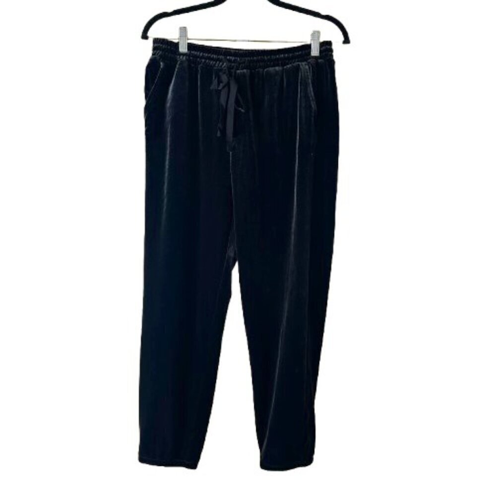 GAP Stretch Velvet Velour Track Pants Trousers Drawstring Size Small Black